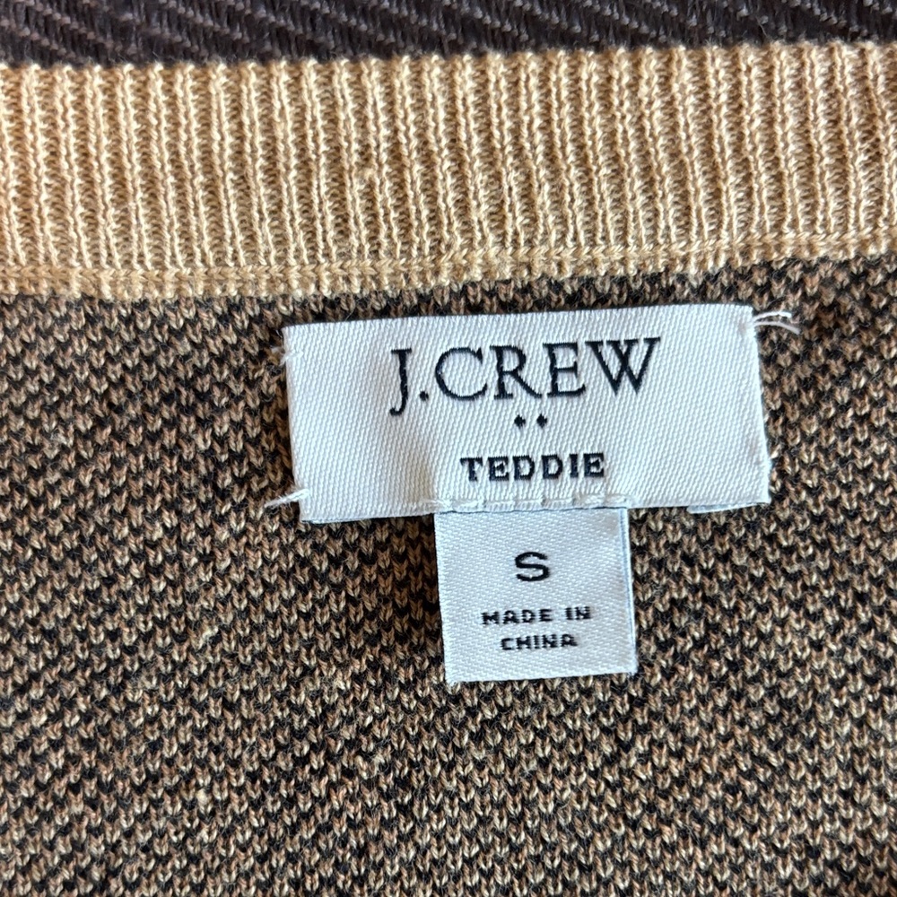 J CREW TEDDIE Leopard Print Crewneck Sweater - Camel & Black - Picture 5 of 8